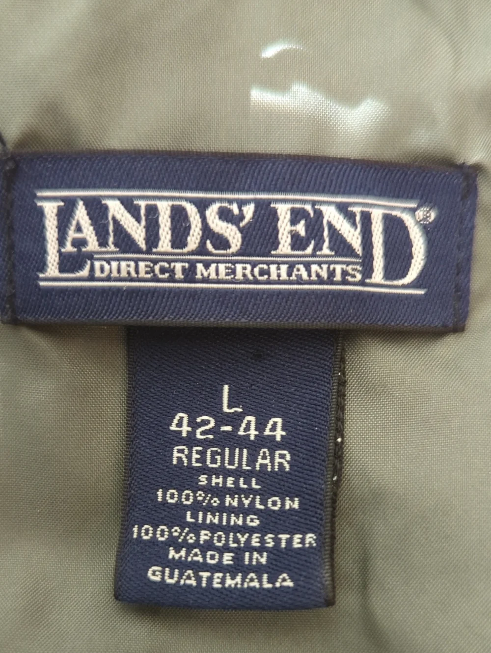 Lands' End Men's Olive Neutral Zip-Front  Classic Gorpcore Windbreaker Sz L